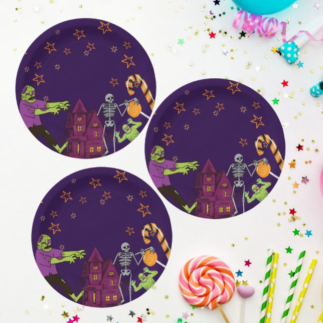 Plato De Papel Zombie Birthday Kids Fiesta Placa de papel (Zombie Birthday Kids Party Paper Plate)