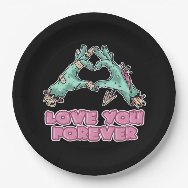 Plato De Papel Zombie Classic - Skeleton Heart And Hands (Anverso)