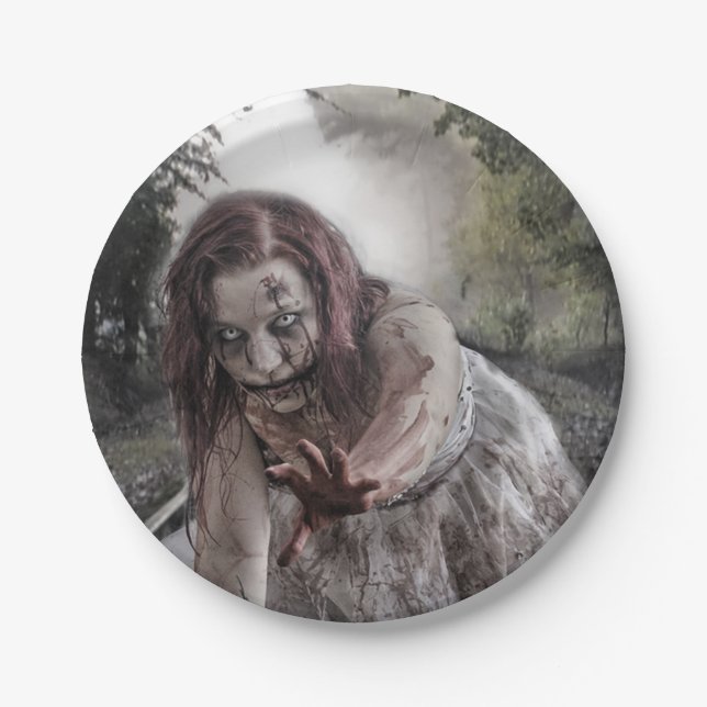 Plato De Papel Zombie en las pistas (Anverso)