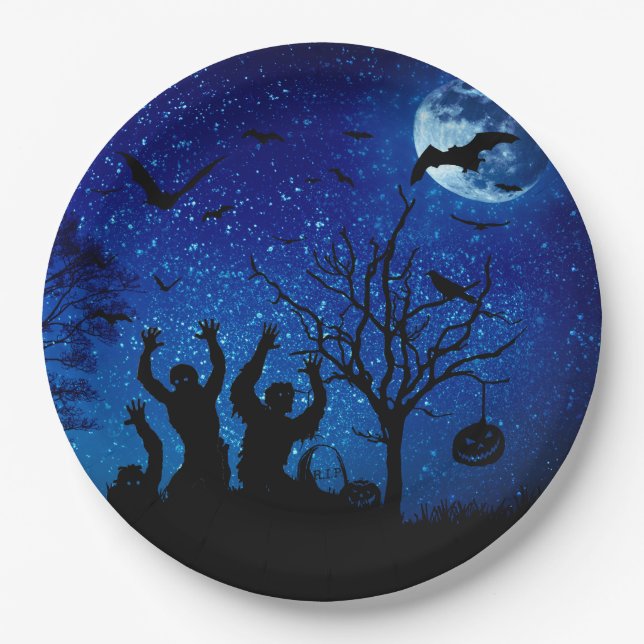 Plato De Papel Zombies 2 placas de papel Personalizados 9" (Anverso)
