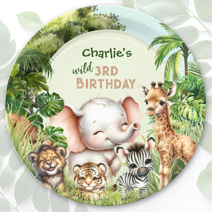 Plato De Papel ZOOLÓGICO de selva safari animales salvajes tercer