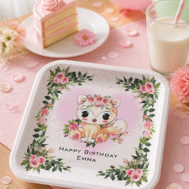 Plato De Papel Zorrito Bebé | Cumpleaños Personalizado