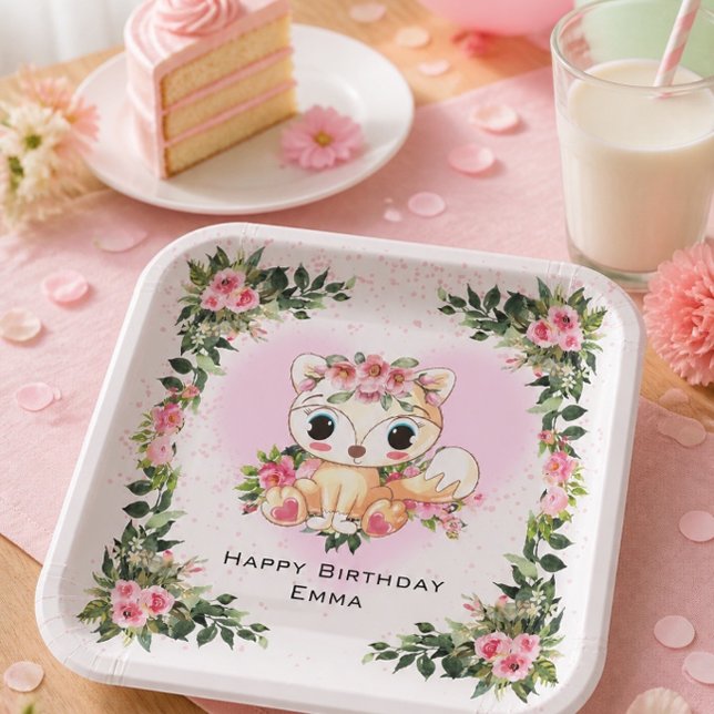 Plato De Papel Zorrito Bebé | Cumpleaños Personalizado (Subido por el creador)