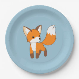 Plato De Papel Zorrito curioso sobre el azul
