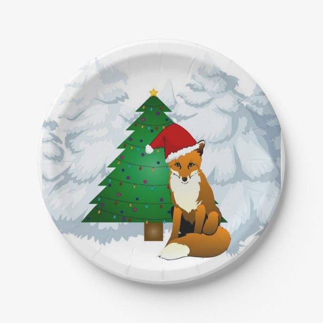 Plato de Papel Zorro de Navidad (Anverso)