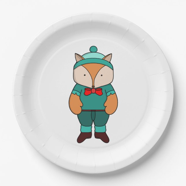 Plato De Papel Zorro verde lindo (Anverso)