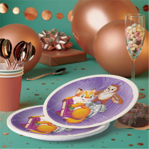 Plato De Papel zorro y búho