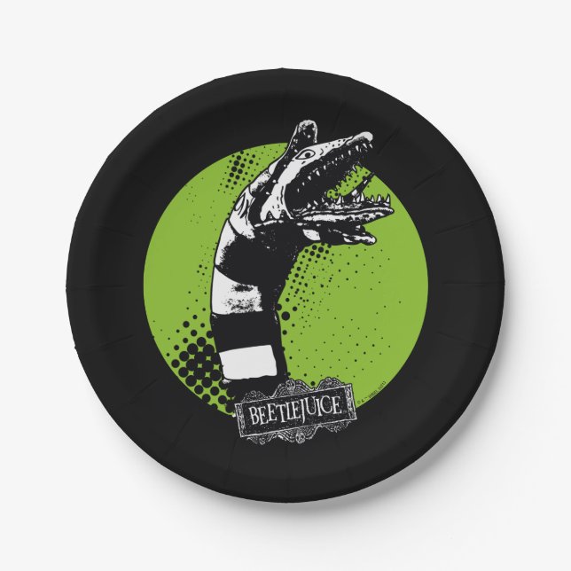 Plato De Papel Zumo de remolacha | Ilustracion de gusano de arena (Anverso)