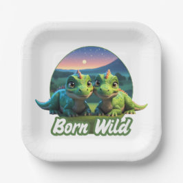 Plato De Papel Zwei kleine Dinos - Born Wild