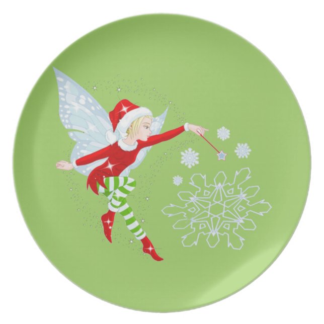 Plato Fairy Merry Christmas Melamine Plate (Frente)