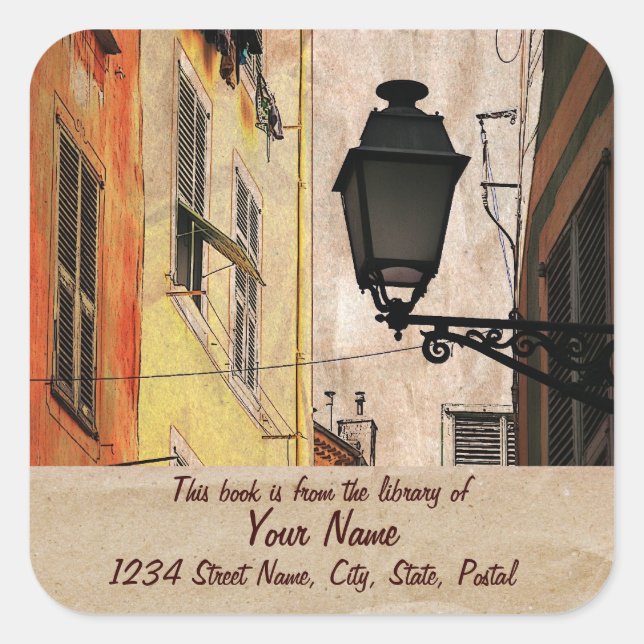 Plato pegatina de la biblioteca antigua de Niza (Anverso)