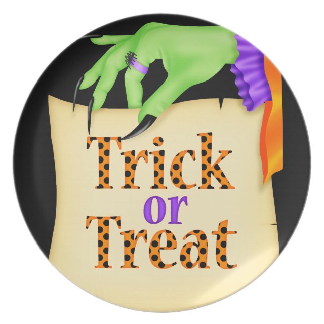 Plato Placa de la melamina de Halloween de la nota de (Frente)