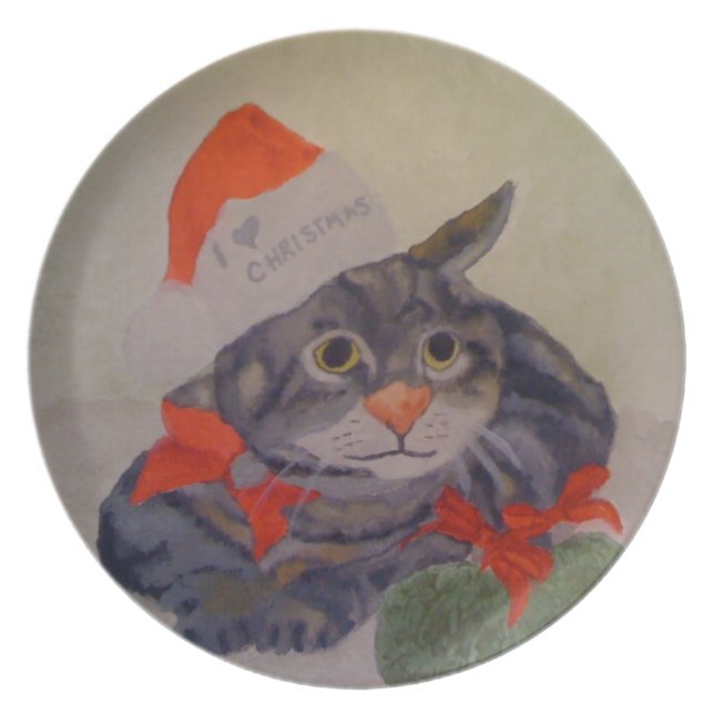 PLATO PLACA DEL CAT DEL NAVIDAD (Frente)