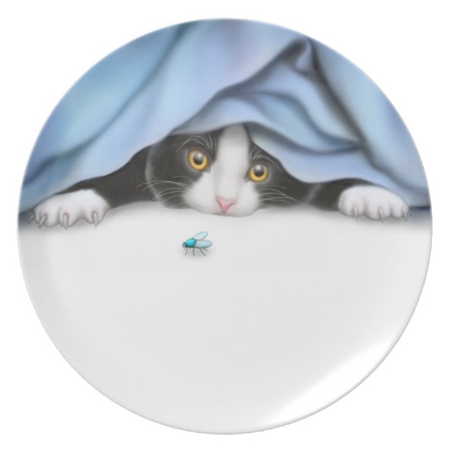 Plato Placa feroz del gatito del cazador (Frente)