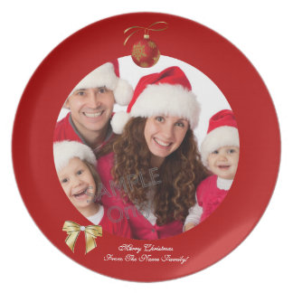Plato Plantilla de foto de Navidad Xmas para 2 niños fam