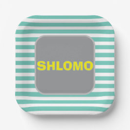 Plato superior de rayas verde y amarillo trenzado