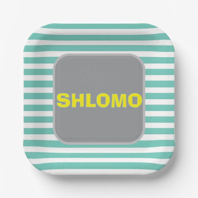 Plato superior de rayas verde y amarillo trenzado  (Anverso)