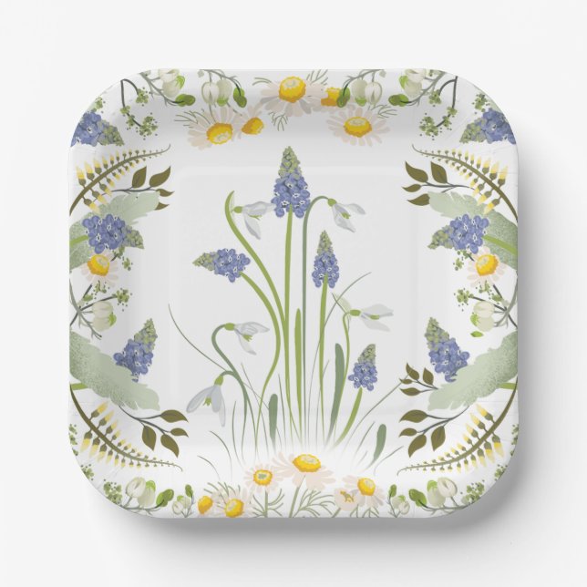 Platos Cuadrados Flores de Verano (Anverso)