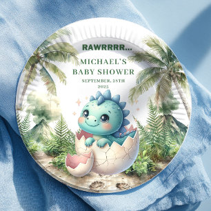 Platos de Baby Shower de Dino Encantador que Empol