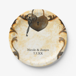 Platos de boda antiguos vintage con cerradura y ll