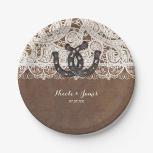Platos de boda de campo de herraduras rústicas y e