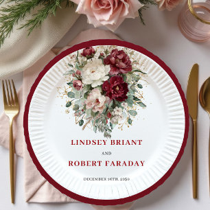 Platos de Boda de Lujo con Floral de Marsala y Ver