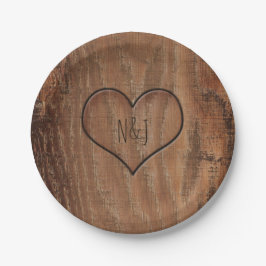 Platos de boda rústicos de árbol de madera tallado