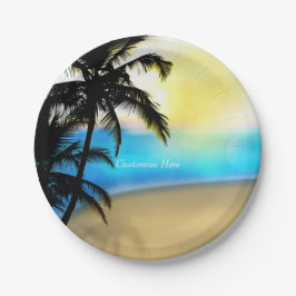 Platos de boda tropicales de playa y palmeras de d
