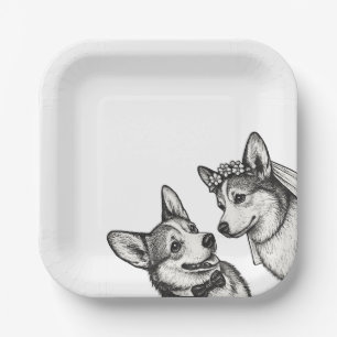 Platos de Boda Vintage Caprichosos para Corgi en B