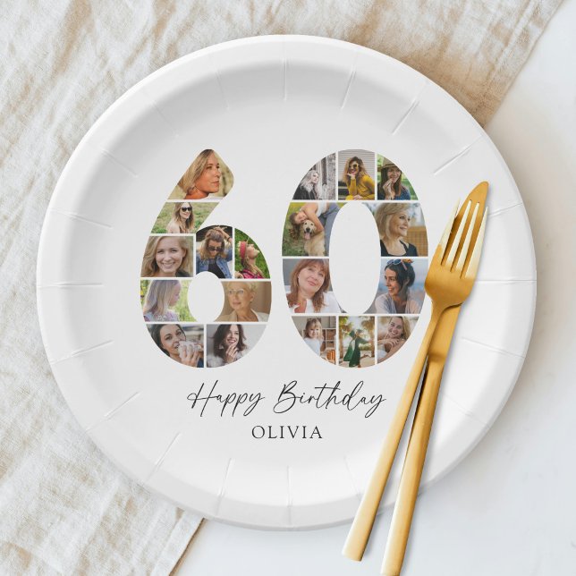 Platos de celebración de cumpleaños 60 minimalista (Subido por el creador)