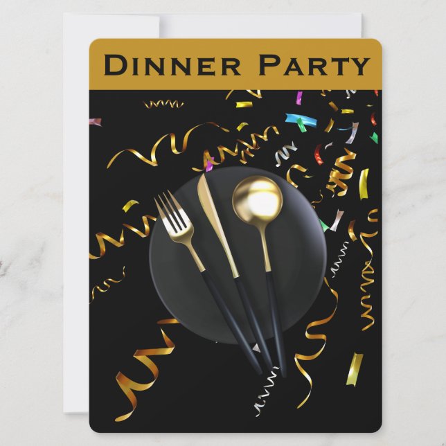 Platos De Cena. Invitación formal a la fiesta de c (Anverso)