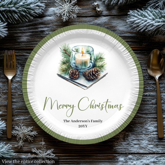 Platos de corona de Navidad escandinavos boho clás (Classic Boho Scandinavian Christmas Wreath Plates)