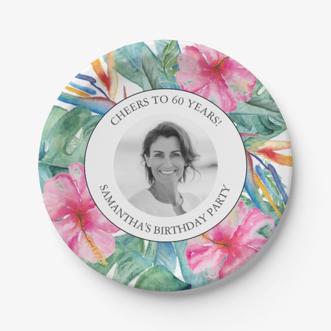 Platos de cumpleaños 60 del luau tropical (Anverso)