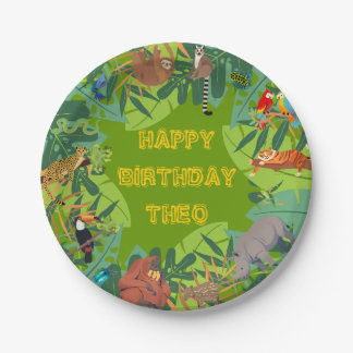 Platos de Cumpleaños Animales Selva Tropical