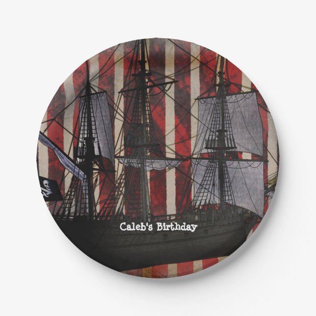 Platos de cumpleaños con estampado de barco pirata (Anverso)