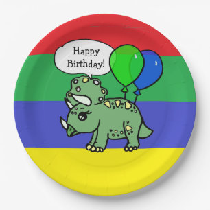 Platos de cumpleaños con tema de dinosaurio T-Rex