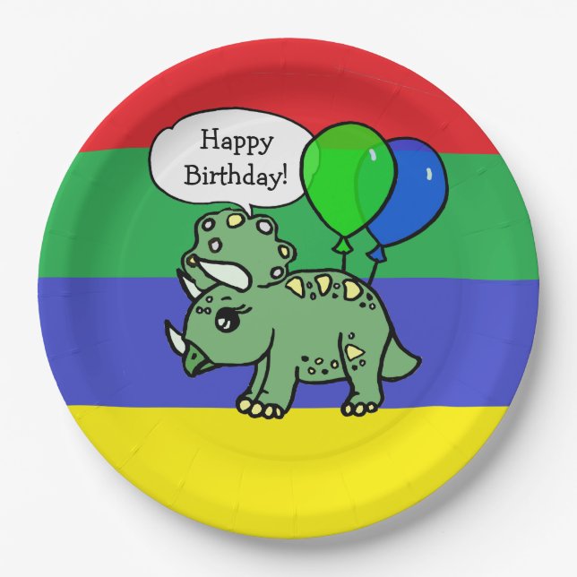 Platos de cumpleaños con tema de dinosaurio T-Rex (Anverso)