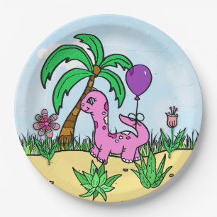 Platos de cumpleaños con tema de dinosaurio T-Rex