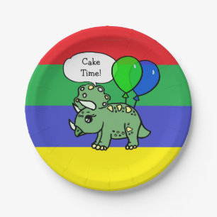 Platos de cumpleaños con tema de dinosaurio T-Rex