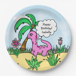 Platos de cumpleaños con tema de dinosaurio T-Rex