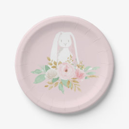 platos de cumpleaños de algún conejito florales y 