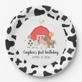 Platos de cumpleaños de animales de granja con est
