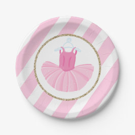 Platos de cumpleaños de bailarina con rayas rosada