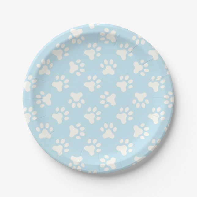Platos de cumpleaños de cachorro con huellas de pa (Anverso)