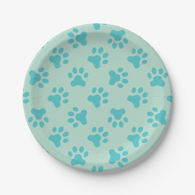 Platos de cumpleaños de cachorro con huellas de pa (Anverso)