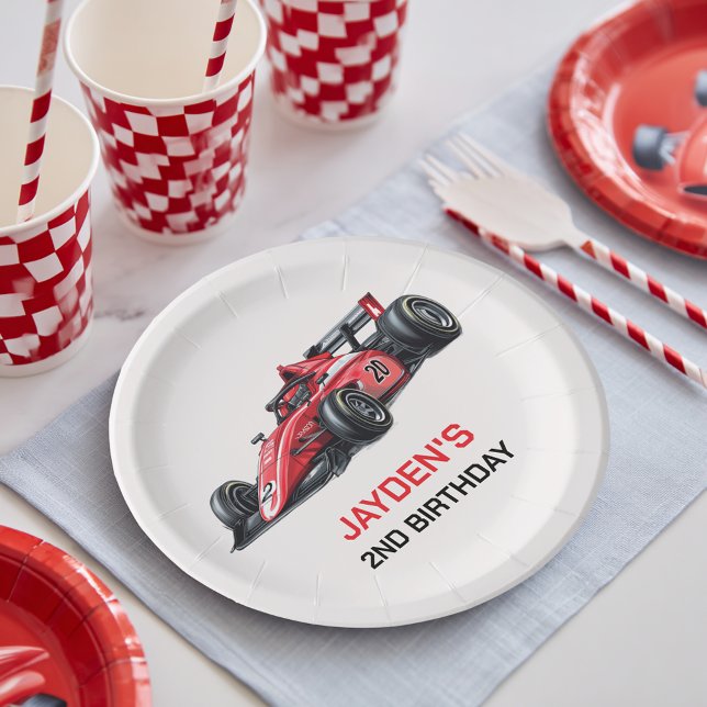 Platos de Cumpleaños de Coche de Carreras Rojo par (Subido por el creador)