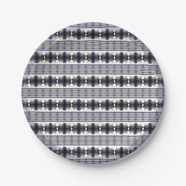 Platos de cumpleaños de flores de franja gris azul