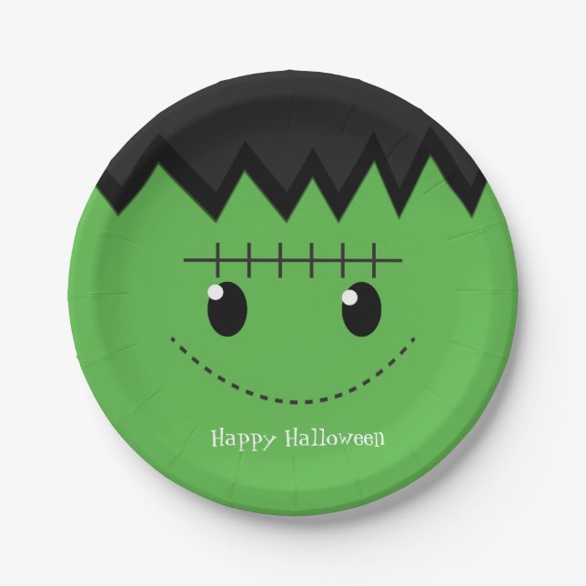 Platos de cumpleaños de Halloween de Frankenstein  (Anverso)