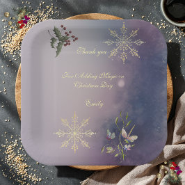 Platos de cumpleaños de Navidad con brillo mágico