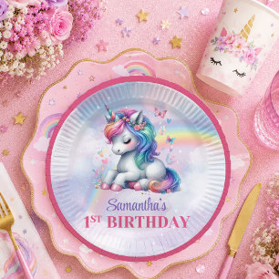 Platos de Cumpleaños de Niña Mágica Unicornio Past